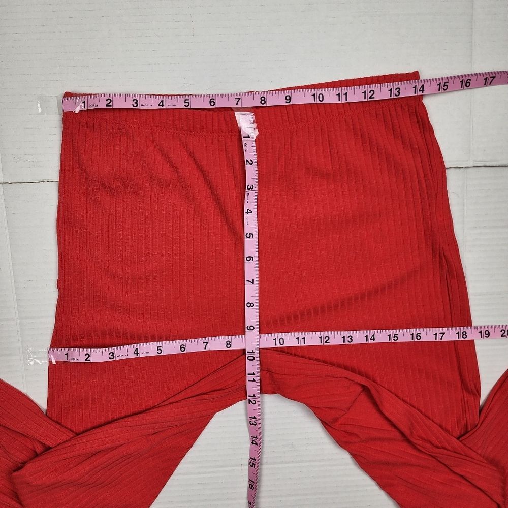 Billabong Easy Waves Pants Ribbed Wide Leg Cropped Red Coral Size L - Picture 7 of 14